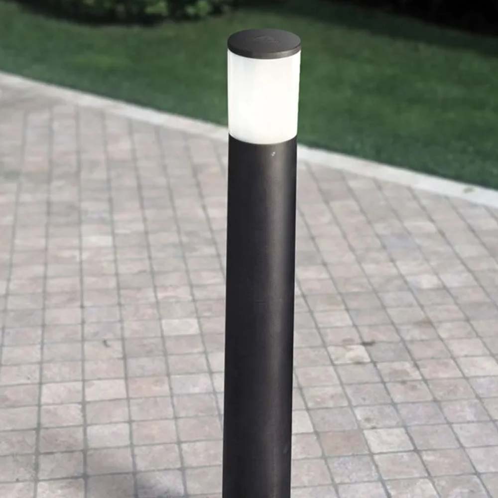 BOLARDO TUBULAR NEGRO DIF OPAL P/ FOCO E27 70CM LEDEX