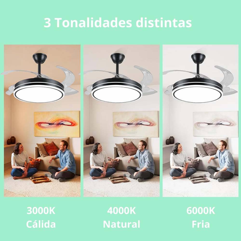 Ventilador de tumbado retráctil Ventus 42" con luz led 3cct