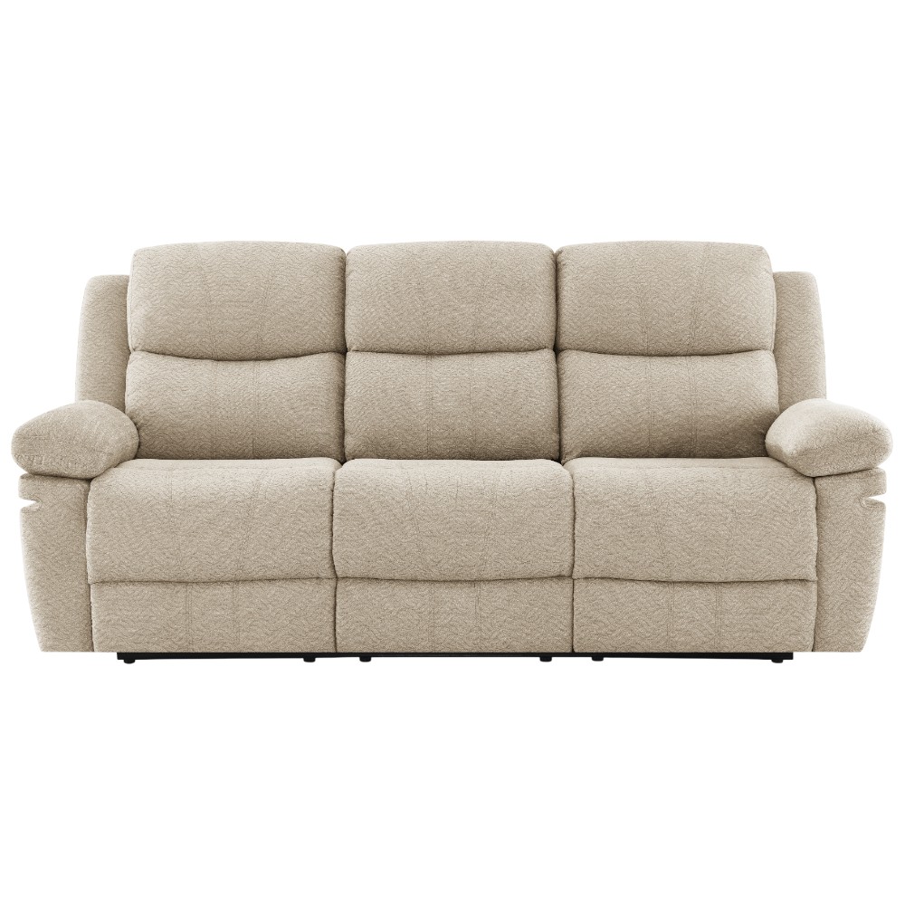 Reclinable manual triple c/portavasos Ivonny de tapiz beige