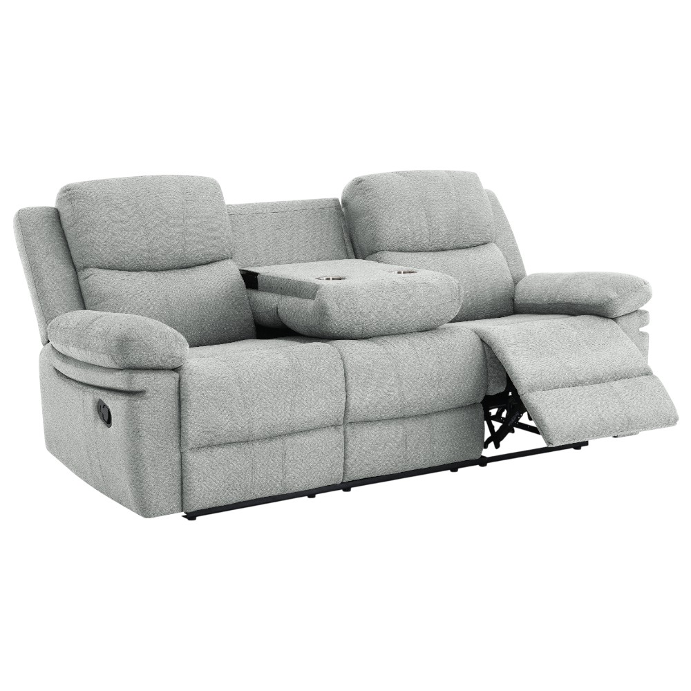 Reclinable manual triple c/portavasos Ivonny de tapiz gris