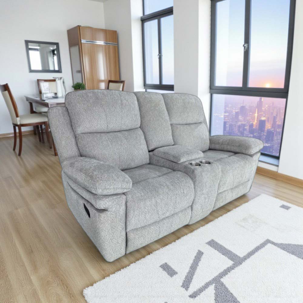 Reclinable manual doble Ivonny de tapiz gris