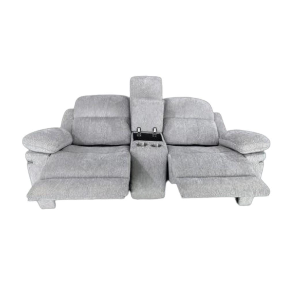 Reclinable manual doble Ivonny de tapiz gris