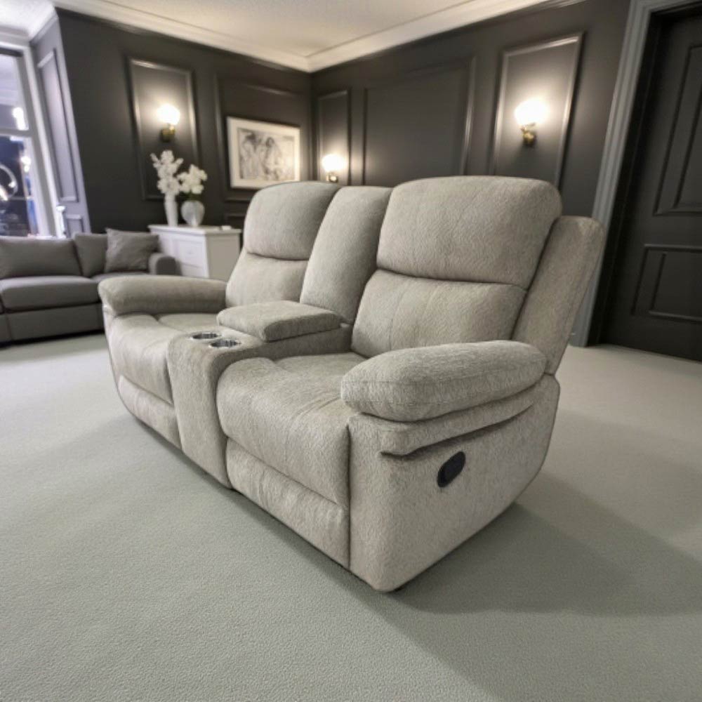 Reclinable manual doble Ivonny de tapiz beige