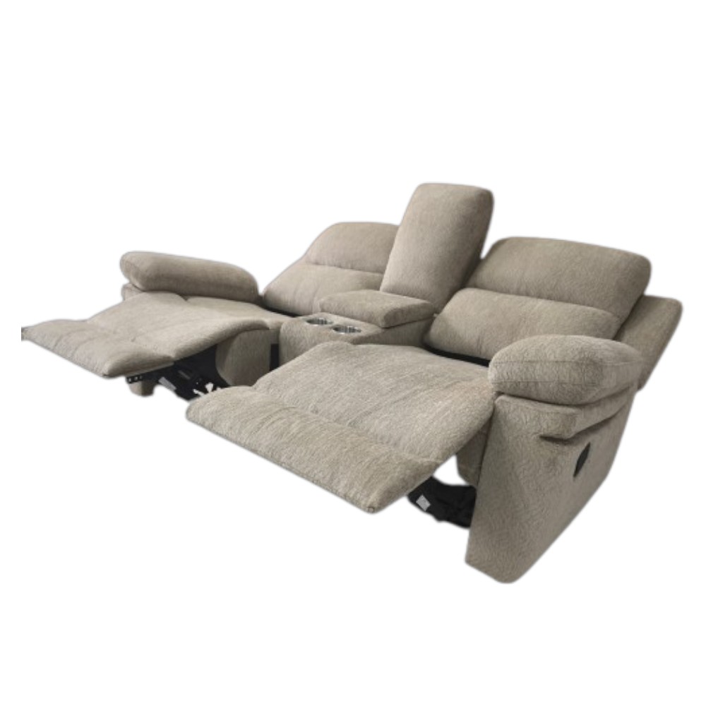 Reclinable manual doble Ivonny de tapiz beige