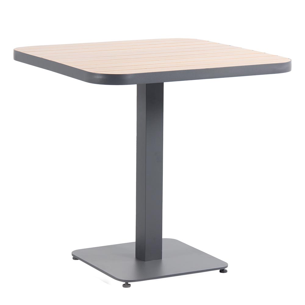 Mesa comedor cuadrada 75x75 top polywood base aluminio gris