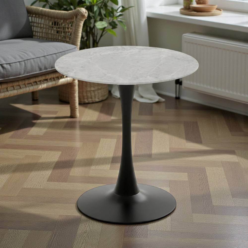 Mesa redonda 70x70 Vero black top tipo marmol