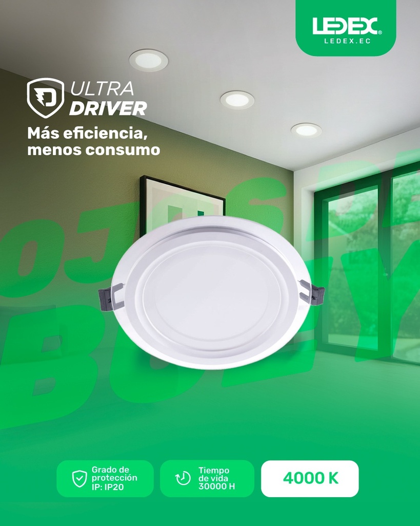 Ojo de buey con vidrio redondo blanco 12W 4000K Ø160mm