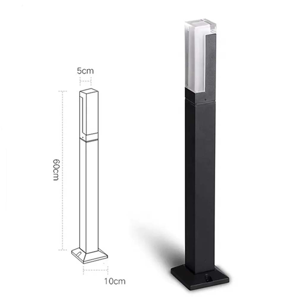 Bolardo LED Mirror negro impermeable 5W 3CCT 600mm IP54