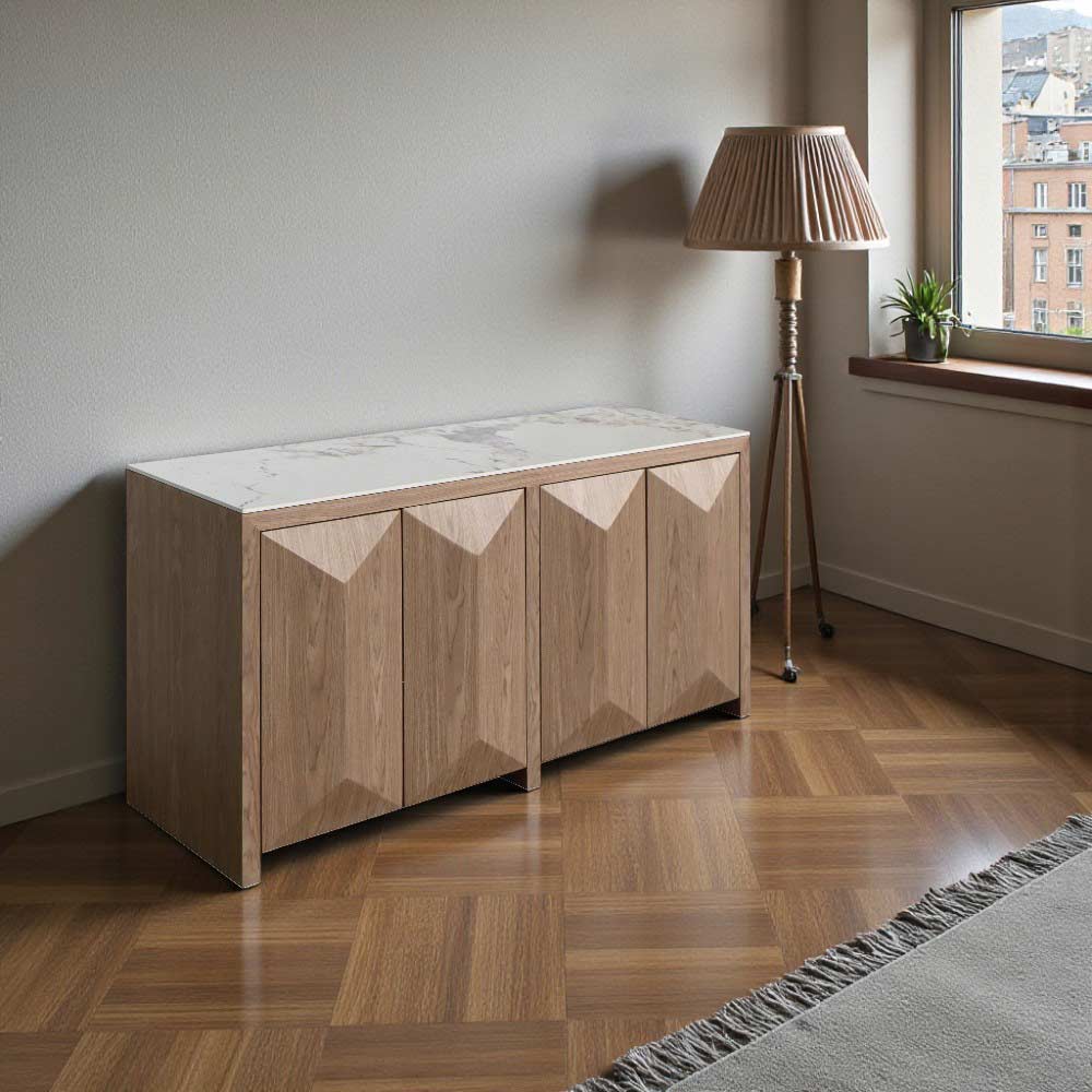 Bufetera Marceline 150x75 con top de cerámica marmoleada