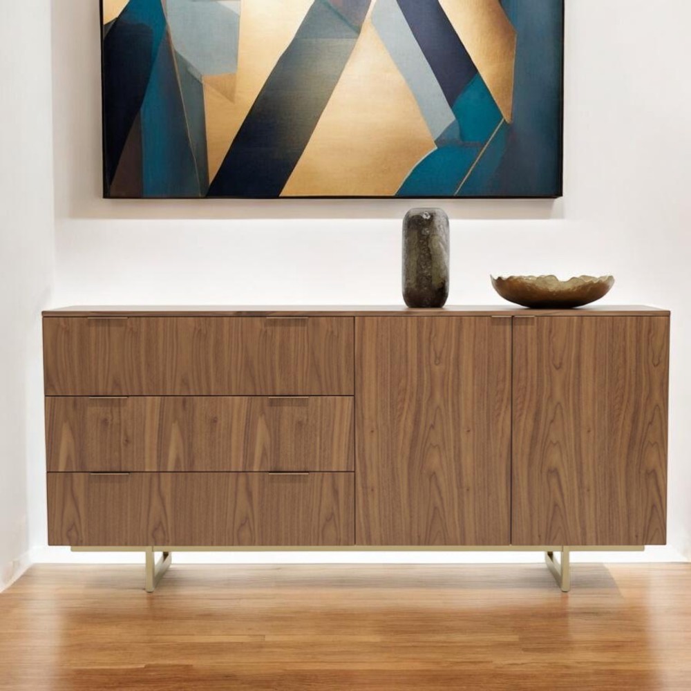 Bufetera Abel nogal con detalles champagne