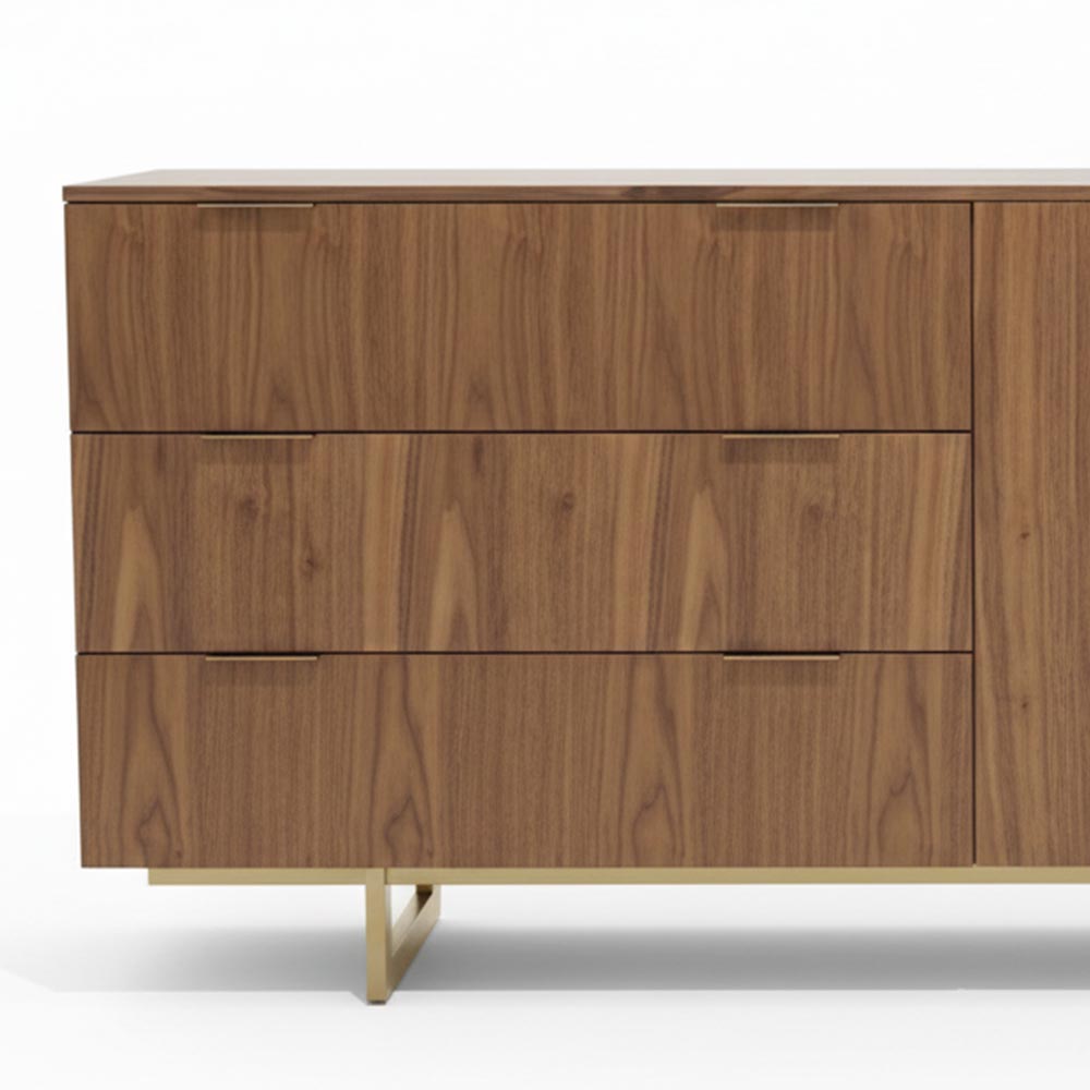 Bufetera Abel nogal con detalles champagne