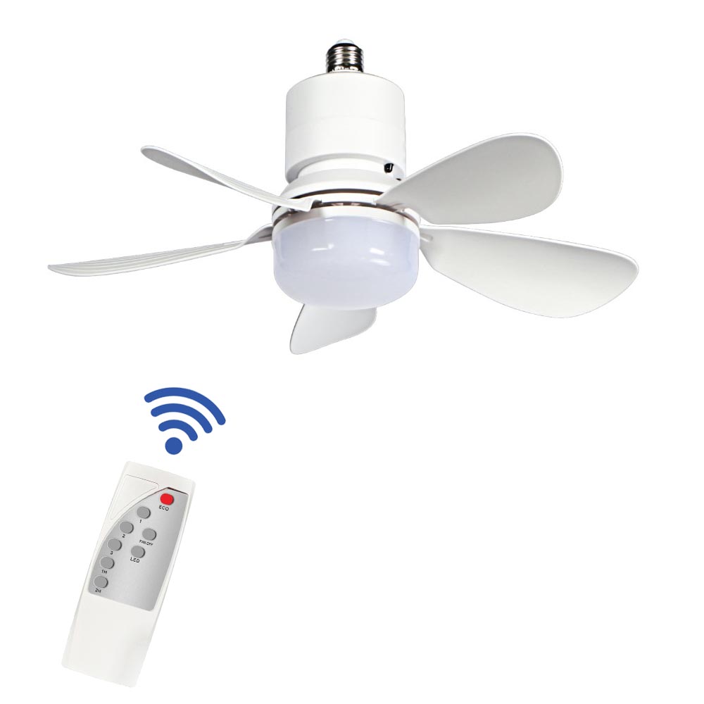 Ventilador enroscable E27 recargable Bora con LED y control