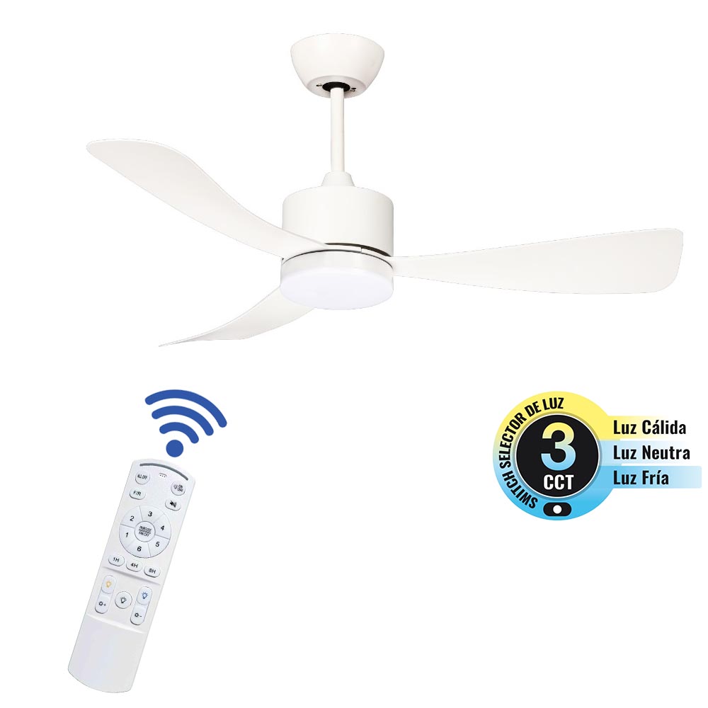 Ventilador de tumbado Brickel 52" white c/LED 3CCT y control
