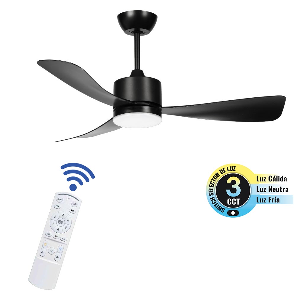 Ventilador de tumbado Brickell 52" black c/LED 3CCT control