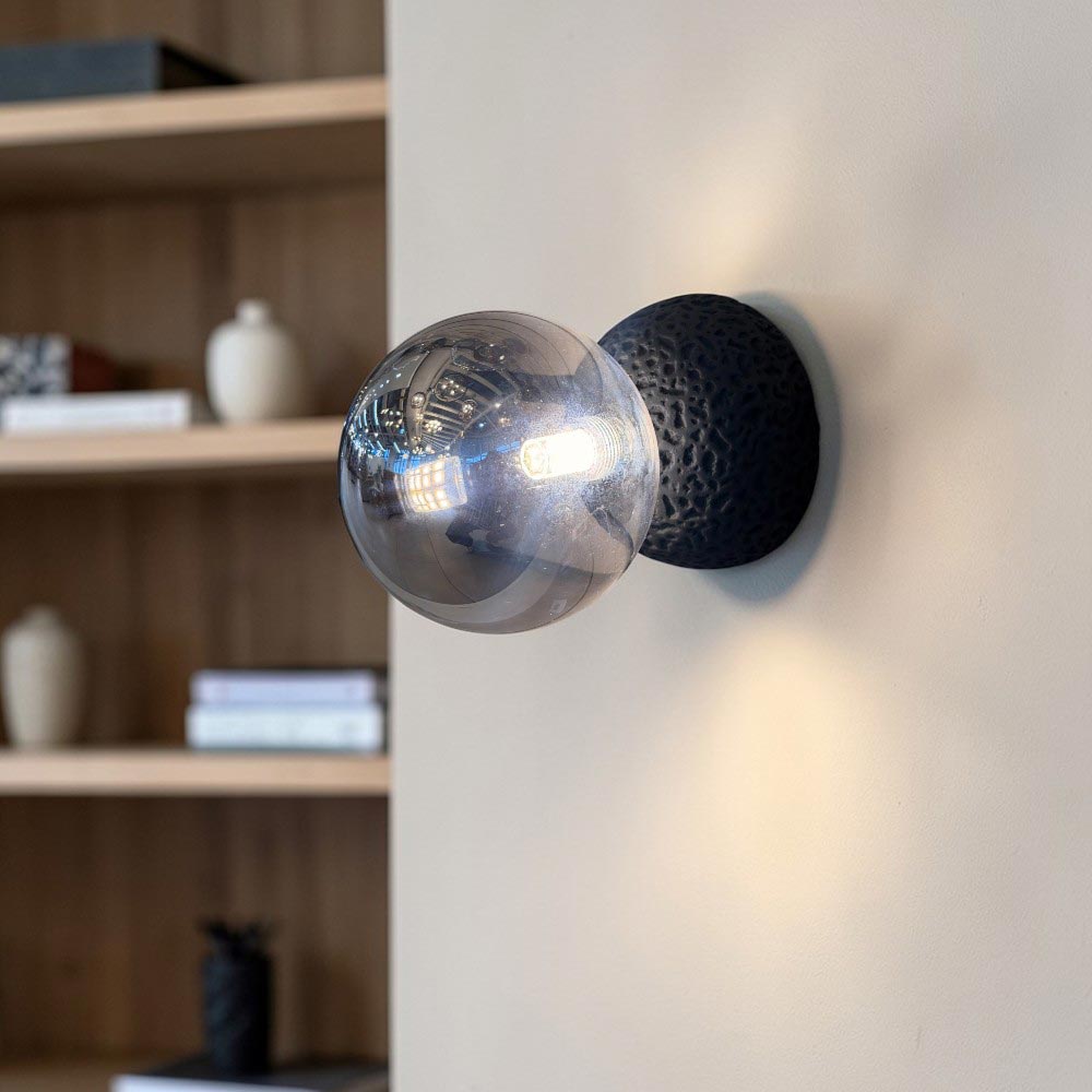 Aplique de pared G9 Round concreto negro