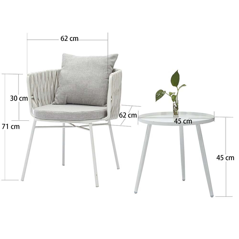 Set de exterior Dana de polyrattan gris estructura blanca