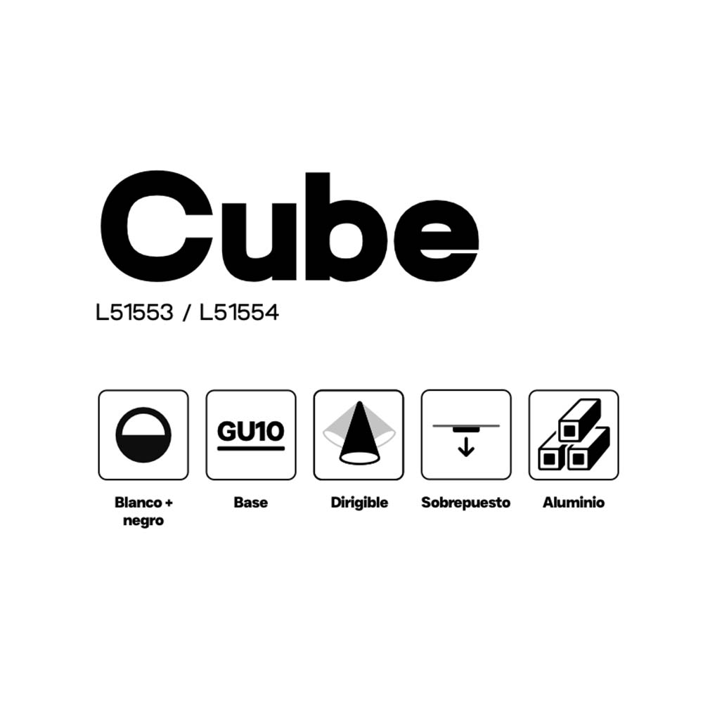 ODB sobrepuesto Cube cuadrado negro para GU10 80mm
