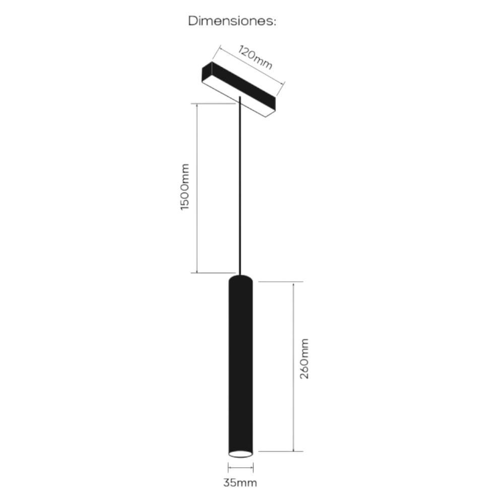 Luminaria magnetica Tube 260 negra 12W 4000K