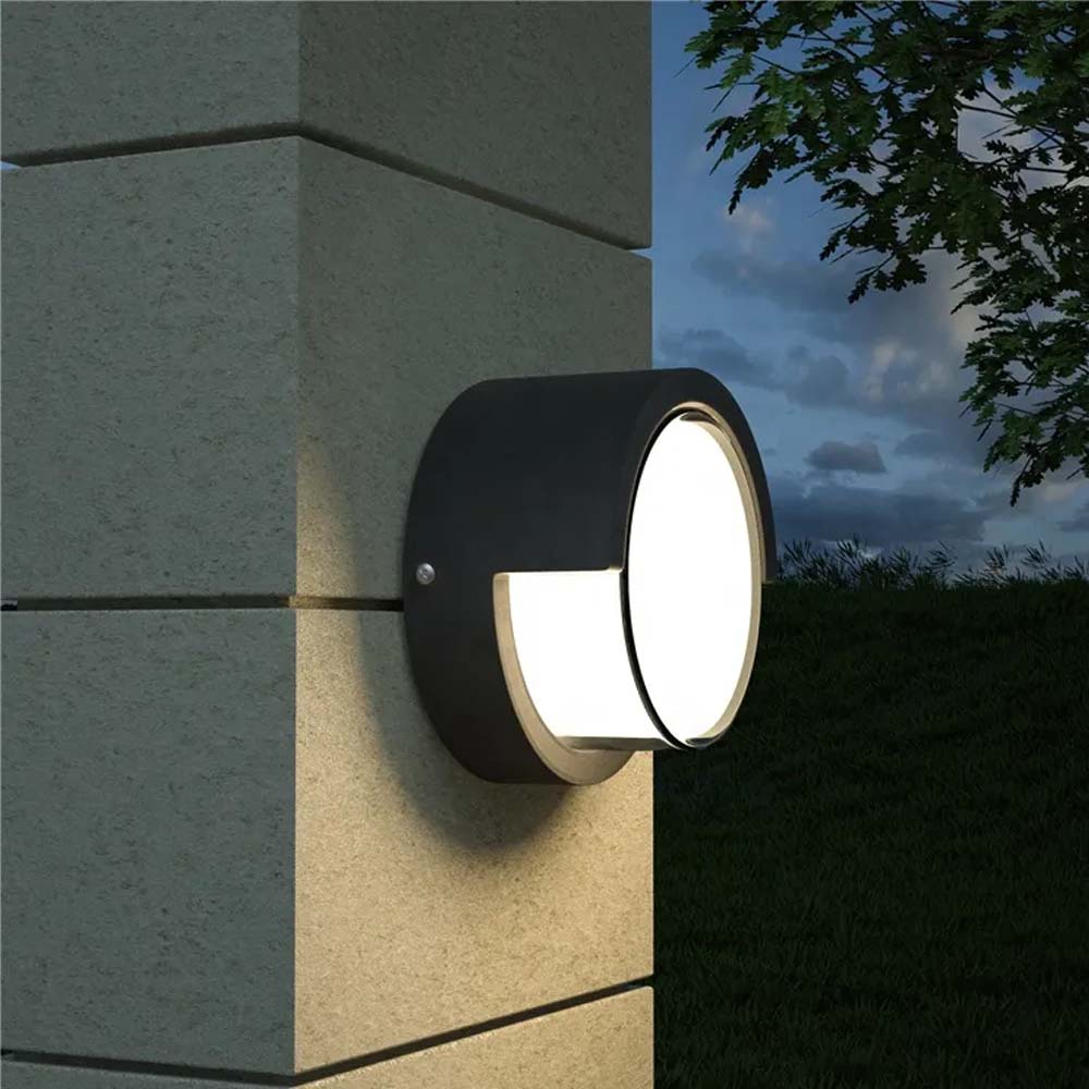 Aplique de pared led Circular negro difusor opal 3CCT IP65