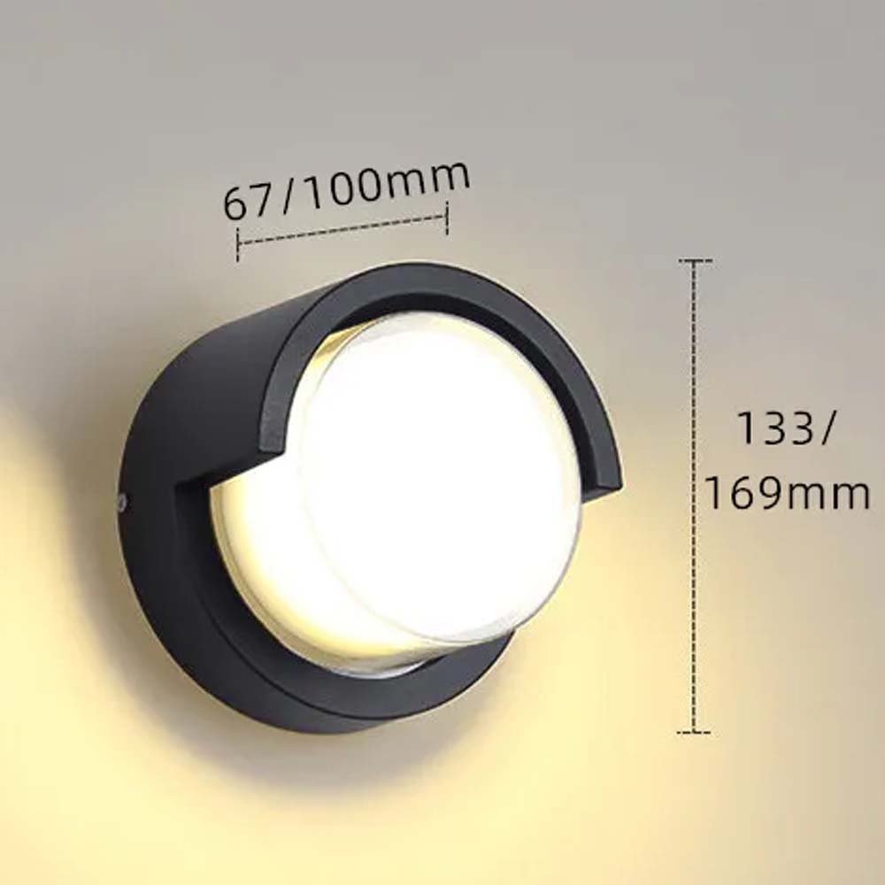 Aplique de pared led Circular negro difusor opal 3CCT IP65