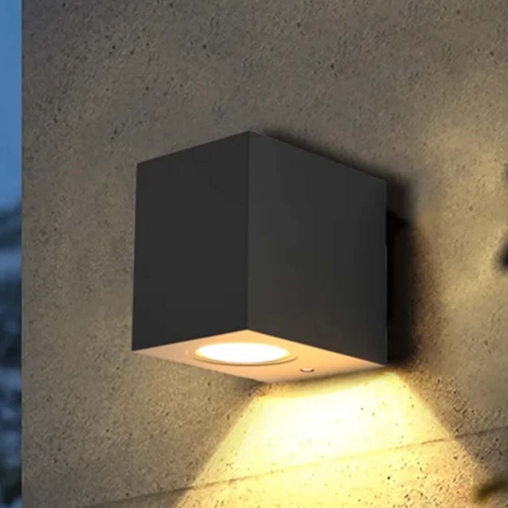Aplique de pared GU10 Cuadrado negro IP54