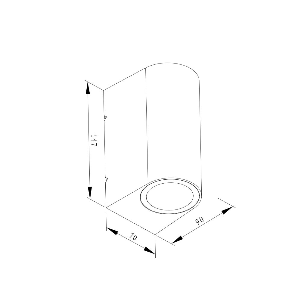 Aplique de pared 2xGU10 up&down redondeado negro IP54