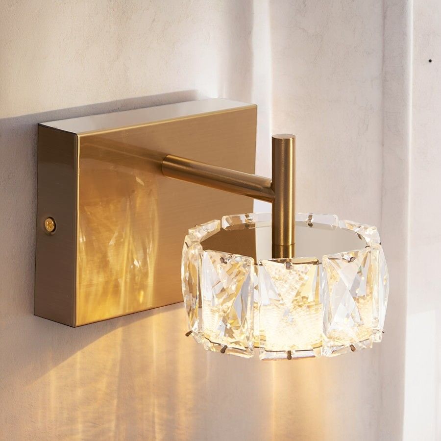 Lámpara led de pared Artemy gold cristal K9 luz cálida 7W