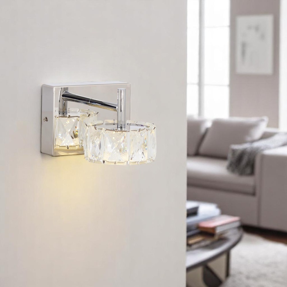 Lámpara led de pared Artemy chrome cristal K9 luz cálida 7W