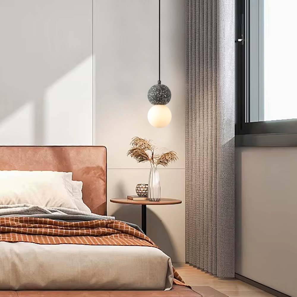 Lámpara colgante G9 Ashton de concreto gris vidrio blanco