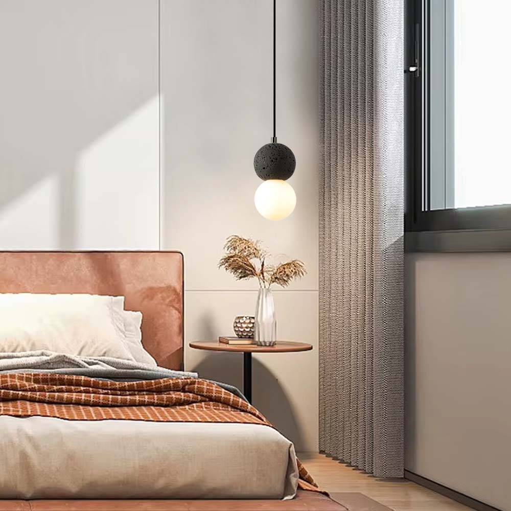 Lámpara colgante G9 Ashton de concreto negro vidrio blanco
