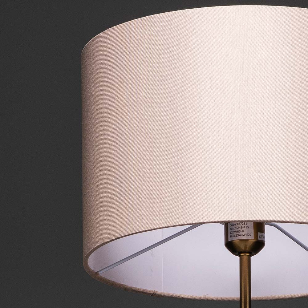Lámpara de pedestal E27 Ryan base madera pantalla tela 160cm