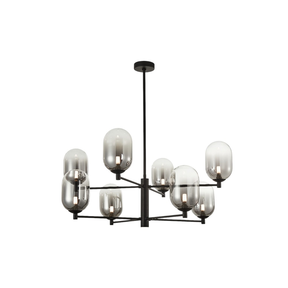 Lámpara colgante 8xG9 Egg black vidrios smoky