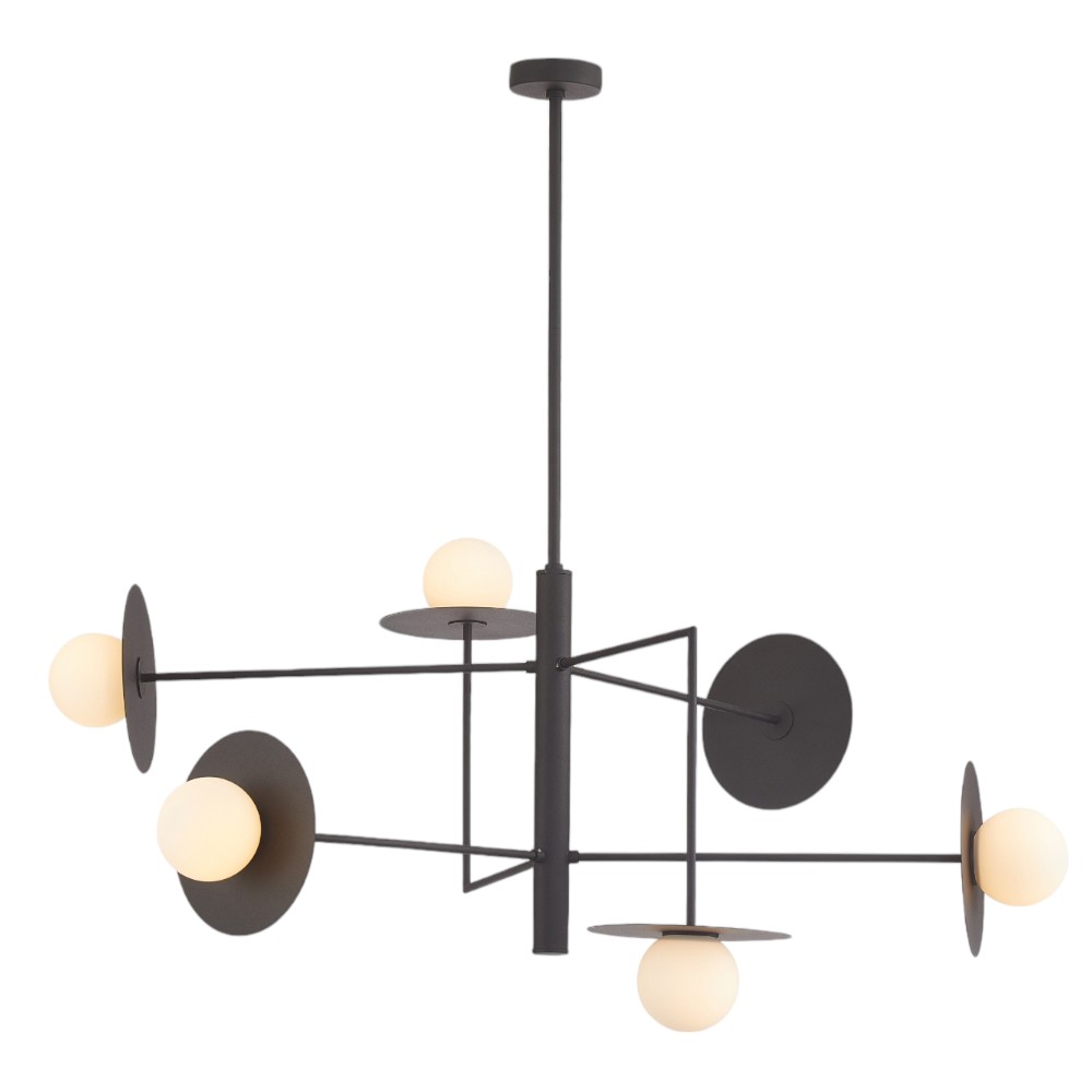 Lámpara colgante 6xG9 Nodes black vidrios opal
