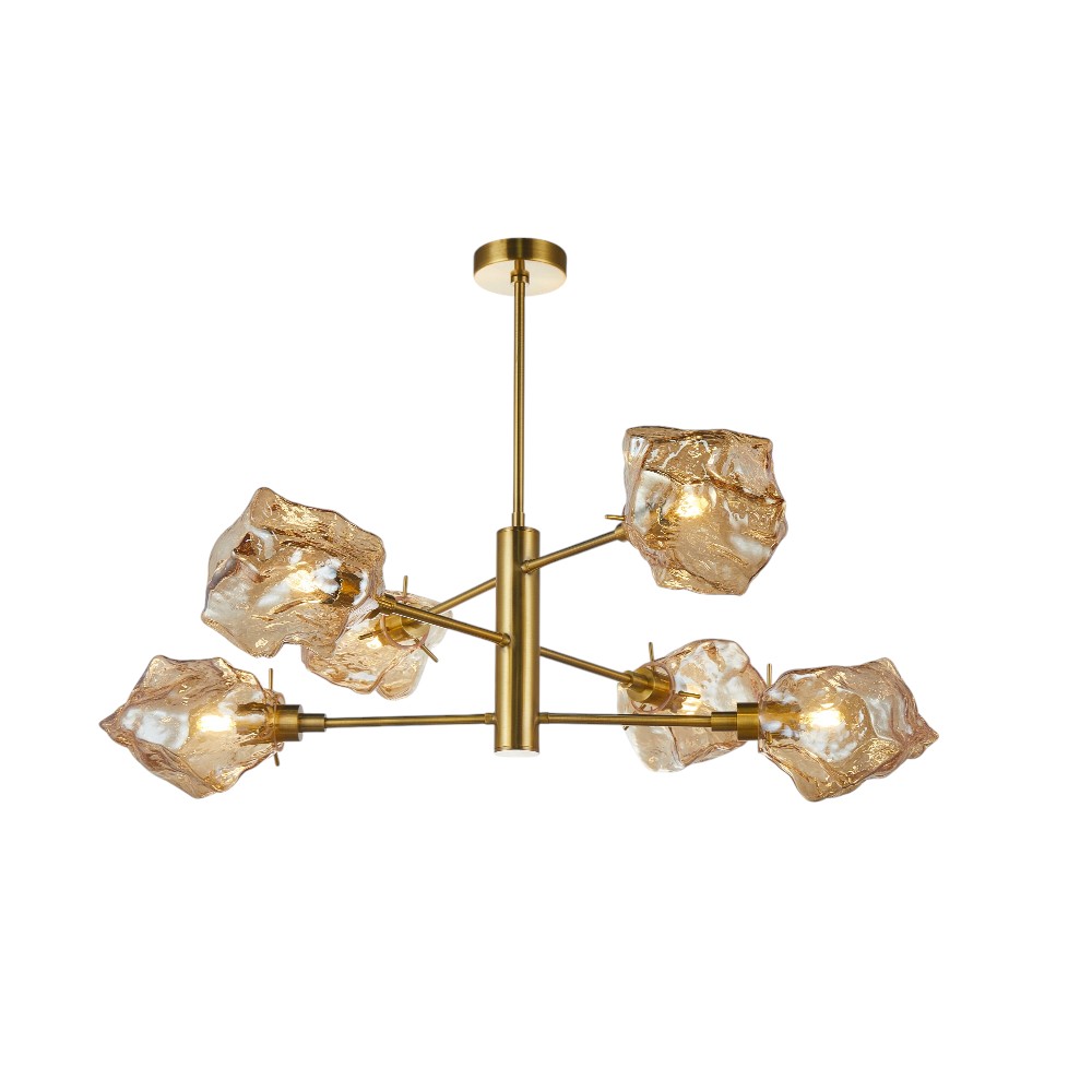Lámpara colgante 6xE14 Quartz gold vidrios ambar