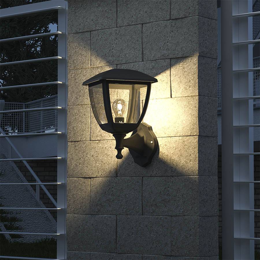 Farol de pared E27 Moderno negro IP44