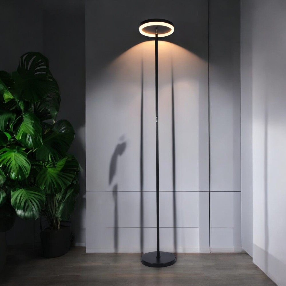 Lámpara LED de pedestal Saturn black con luz cálida 7W 175cm