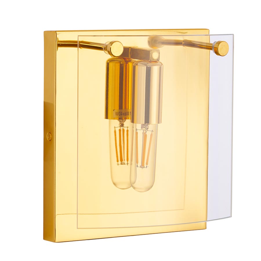 APLIQUE DE PARED FANNY DE METAL DORADO VIDRIO CLEAR 1L E14 18X8X20 CM