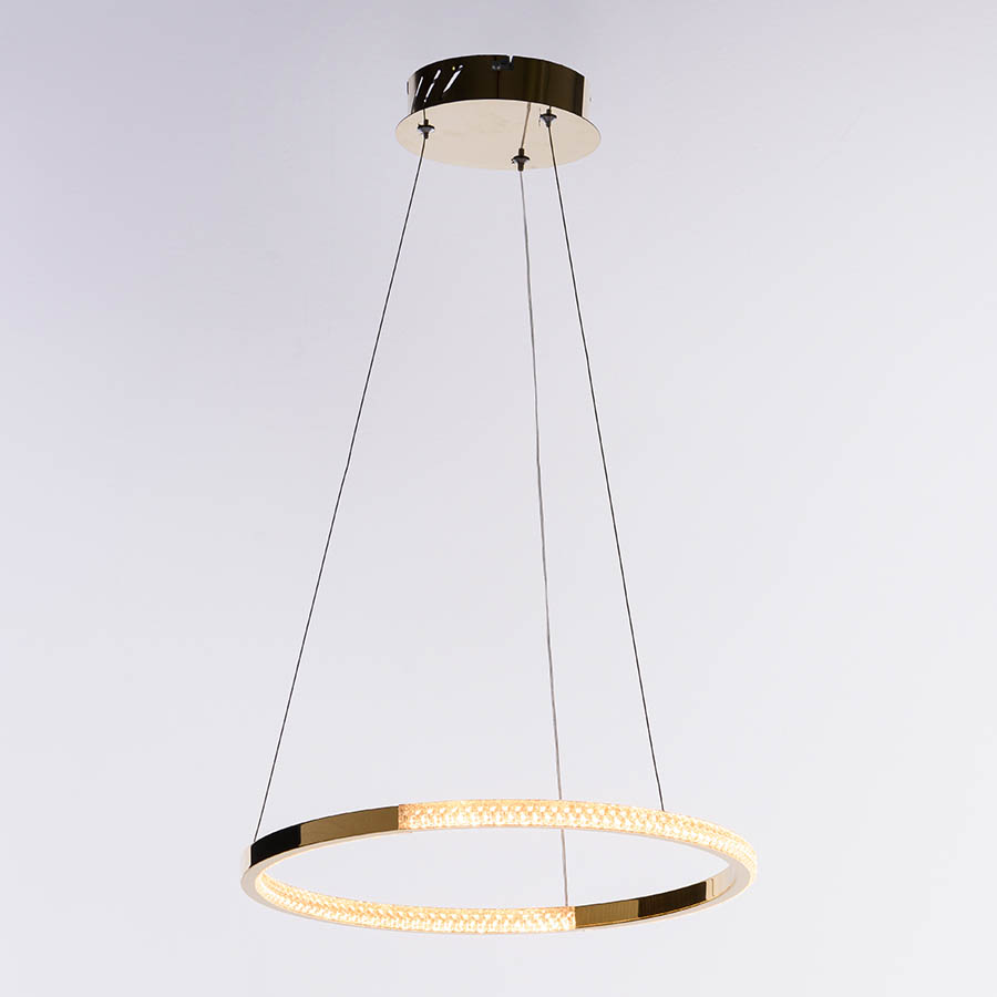 LAMPARA COLGANTE LED ARO DE ALUMINIO GOLD 3000K 14W 40X150 CM