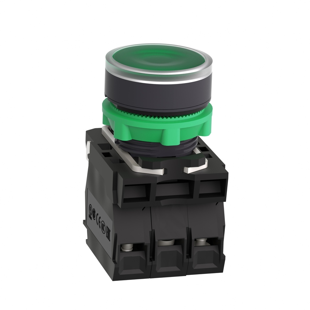 Pulsador luminoso verde Ø22mm 24V 1 NA + 1 NC XB5AW33B5