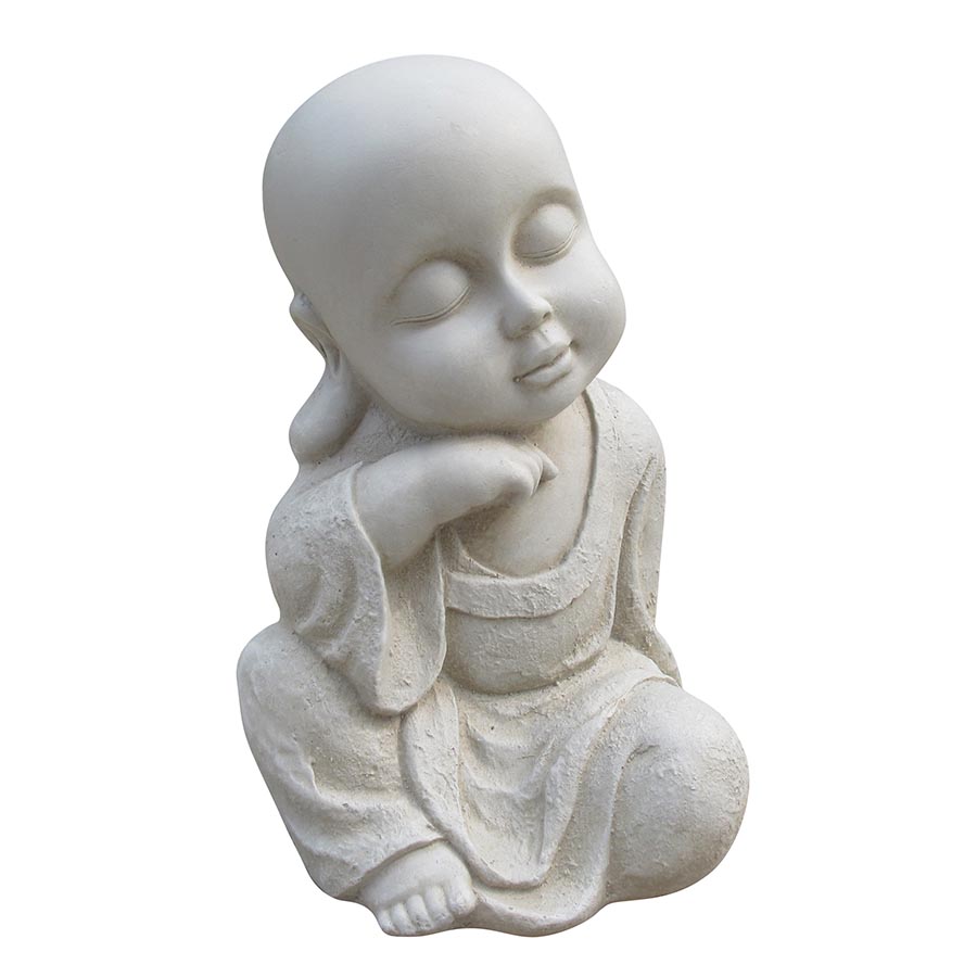 Estatua Buda Dormido fibra mineral beige 20x30cm