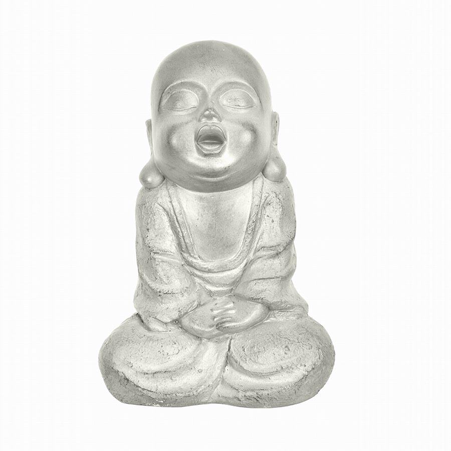 Estatua Buda Cantando fibra mineral beige 20x30cm