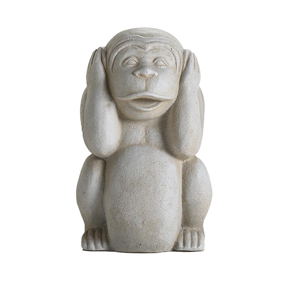 Adorno Mono No Oigo de fibra beige 35cm