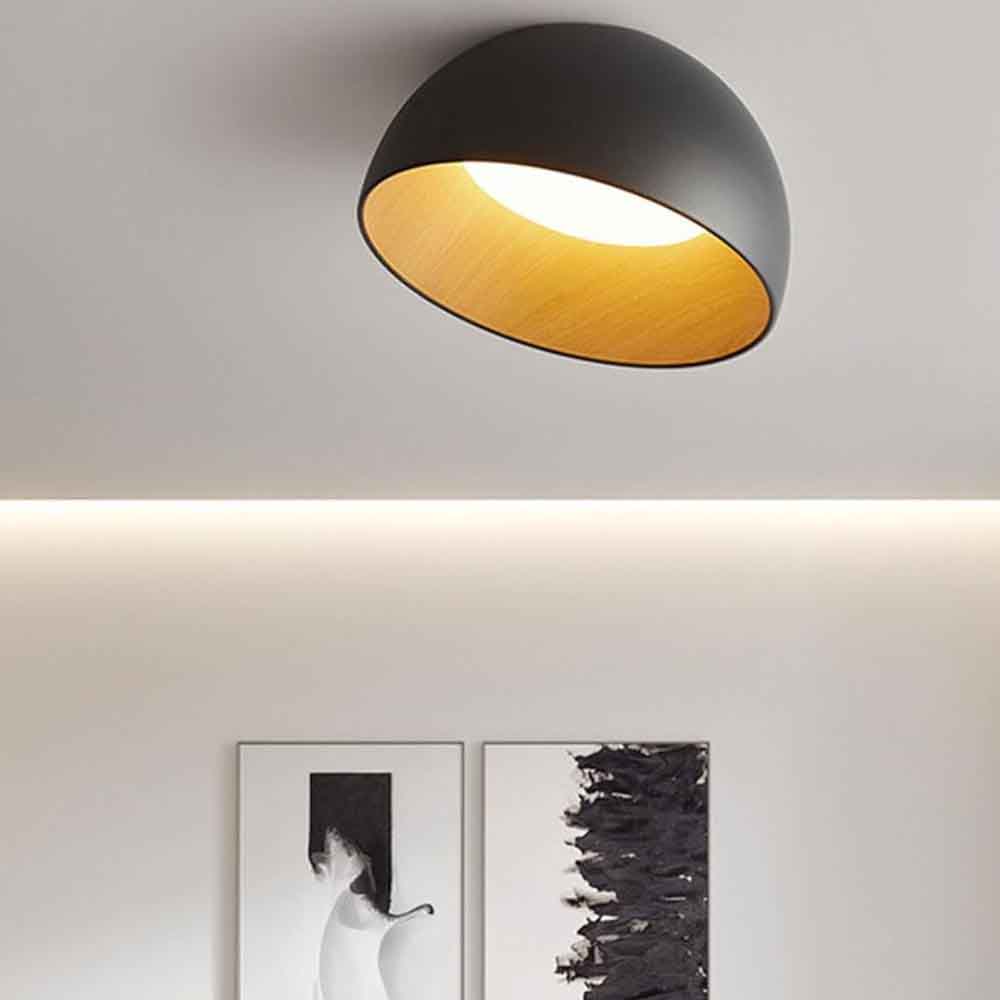 Lámpara led de tumbado Noe black/wood con luz cálida