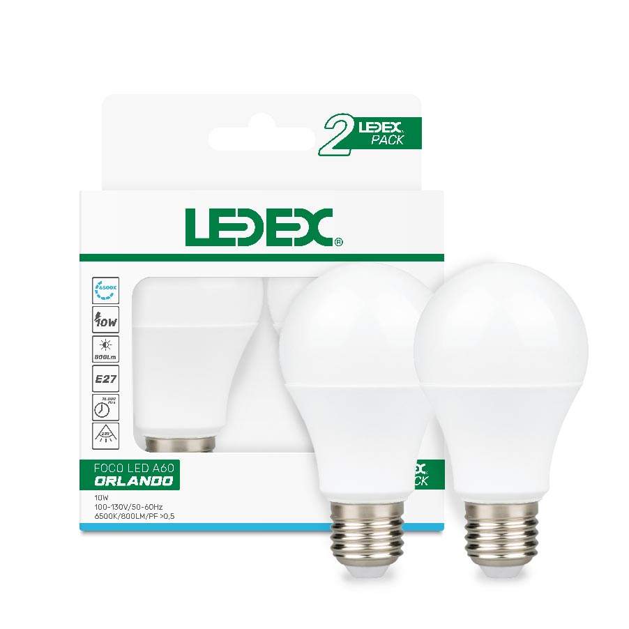 2-Pack focos Led A60 E27 9W 800LM 6500K