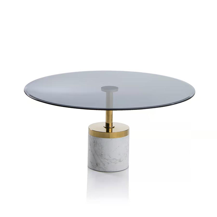 Mesa de centro Nyla top de vidrio base de marmol