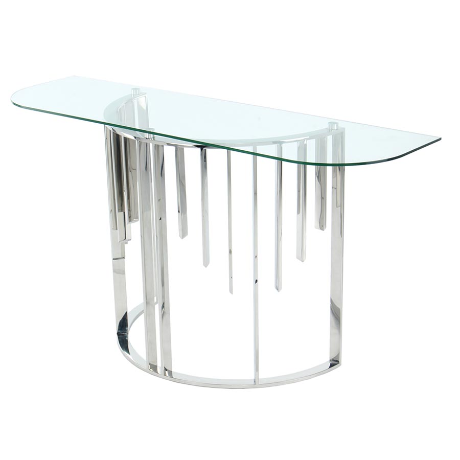 Consola Nara top de vidrio estructura plateada
