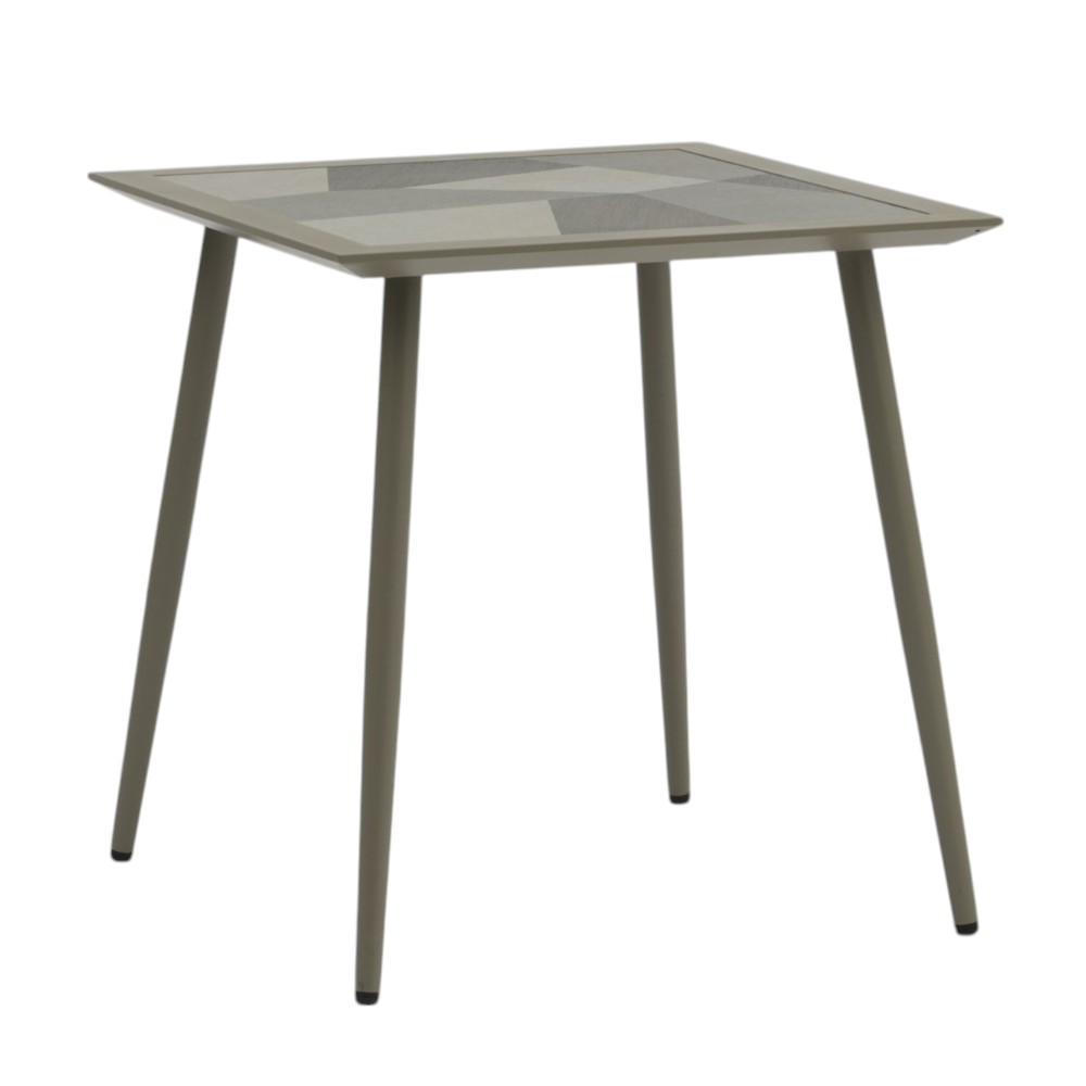 Mesa de exterior cuadrada de 4 puestos de aluminio arena