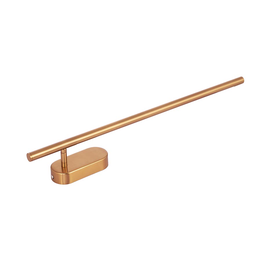 Aplique LED de pared Stick dorado con luz cálida 9W