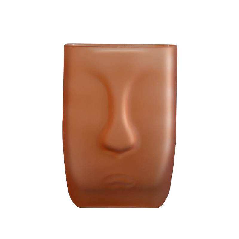 Florero Face de vidrio café 14x20cm
