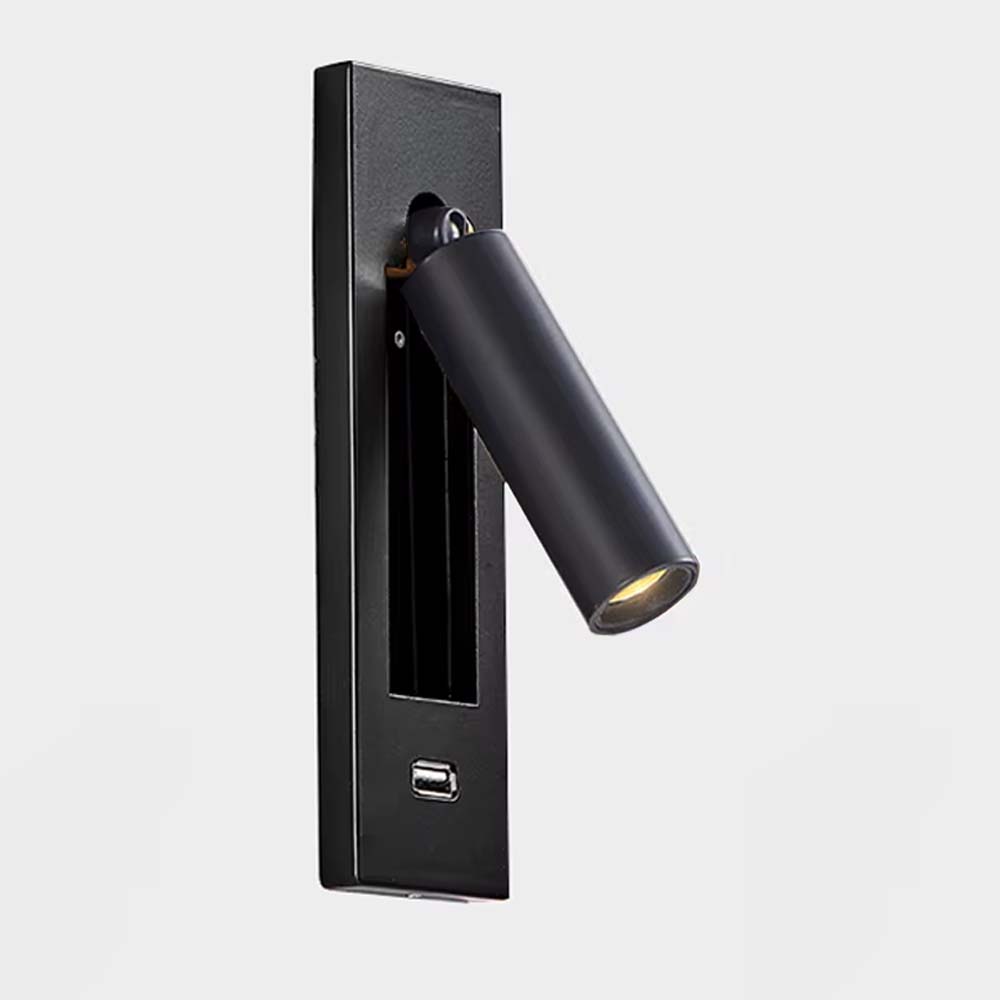 Lámpara led de pared Gale black con luz cálida 3W y USB